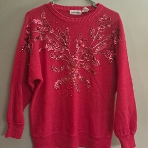 Christina Fuchsia Floral Sequin Sweater